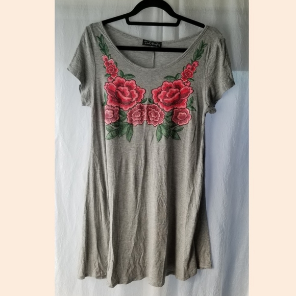 Flowy Floral T-shirt Dress - Picture 1 of 3